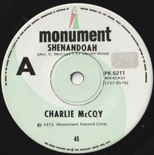 CHARLIE McCOY 45: SHENANDOAH b/w JOHN HENRY AUSSIE MONUMENT 5211  EX+ & NM  1973
