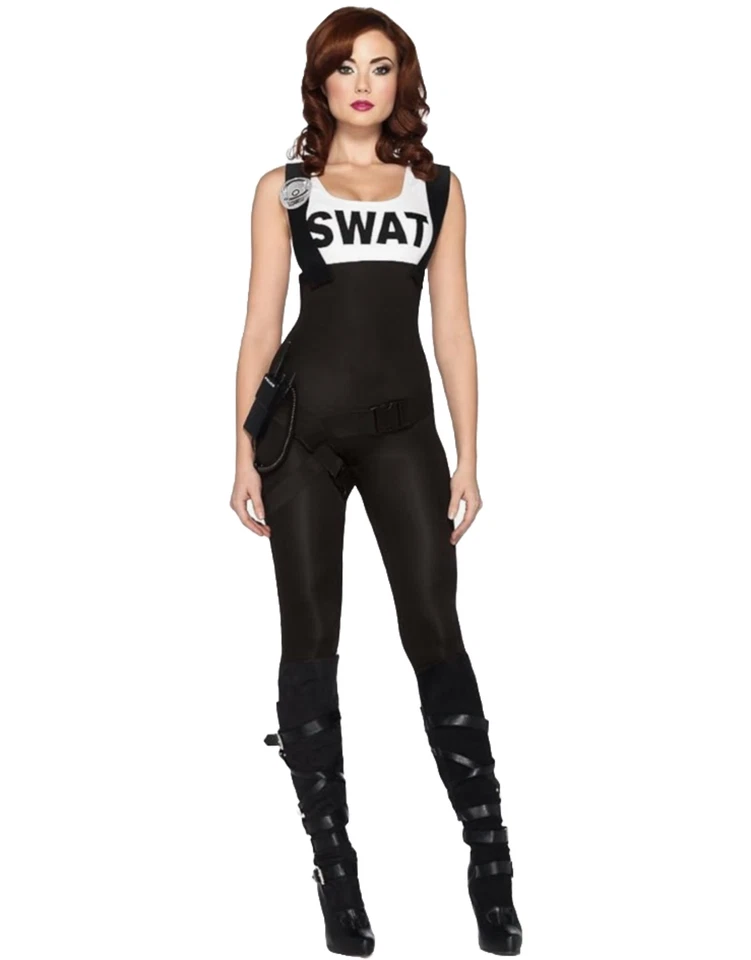 S.W.A.T. Jumpsuit Cosplay Halloween Sexy Costume Party - Image 2 of 4