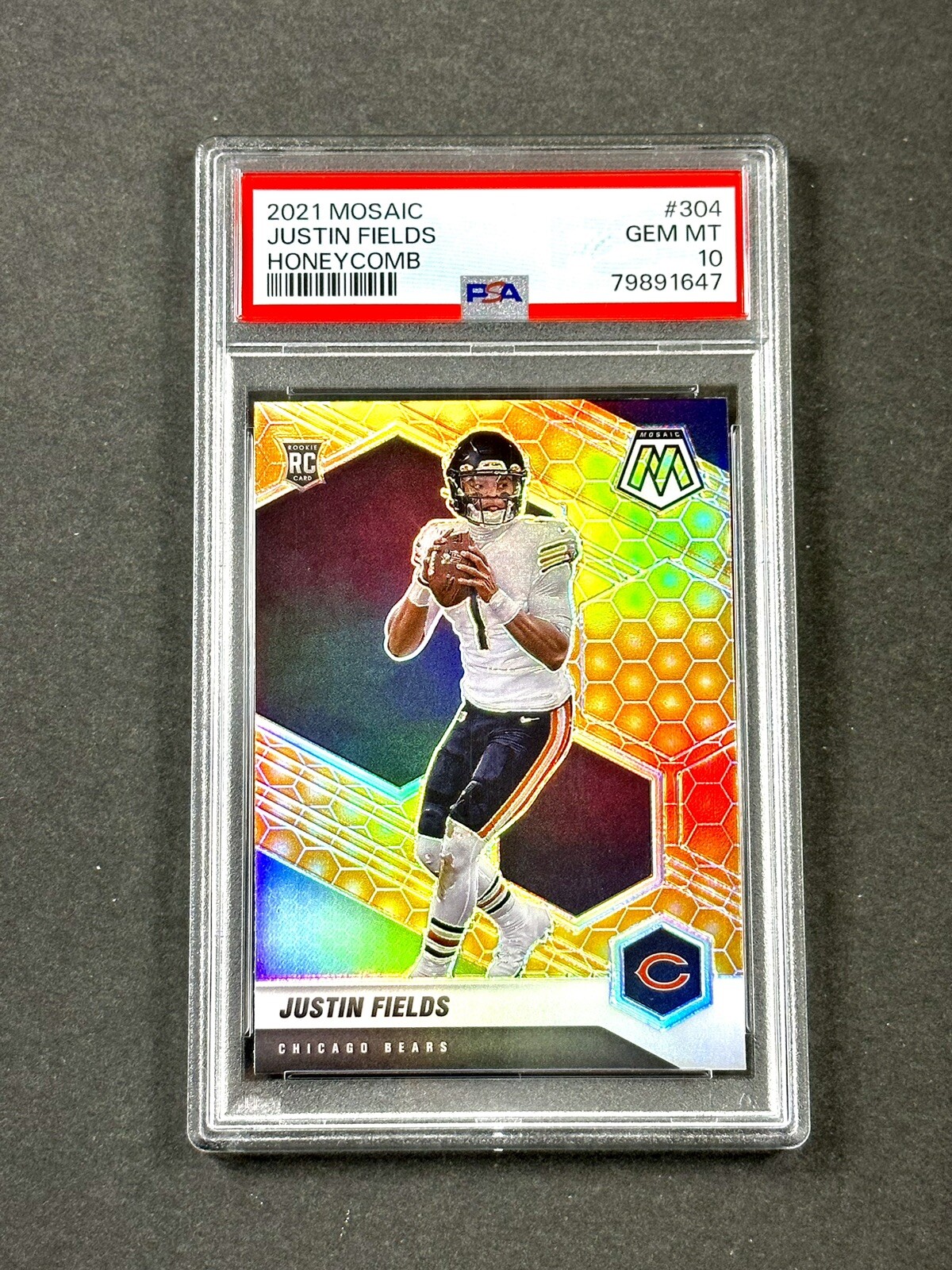 2021 Mosaic JUSTIN FIELDS Rookie Honeycomb Prizm RC #304 PSA 10 Steelers-LOW POP