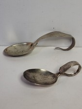 2 Sterling Silver Curved Baby Spoons