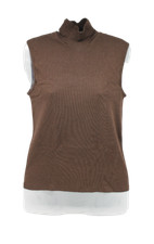 Women's sleeveless jersey, high neck warm cotton SPIDER, cocoa cod.074523