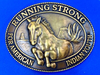 Running Strong For American Indian Youth 11th Year NOS Mustang Horse Belt Buckle