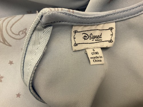 d-signed disney dress Pale Blue Dress swans, mice, keys, stars. Sz S ( 7-8) - Picture 4 of 5