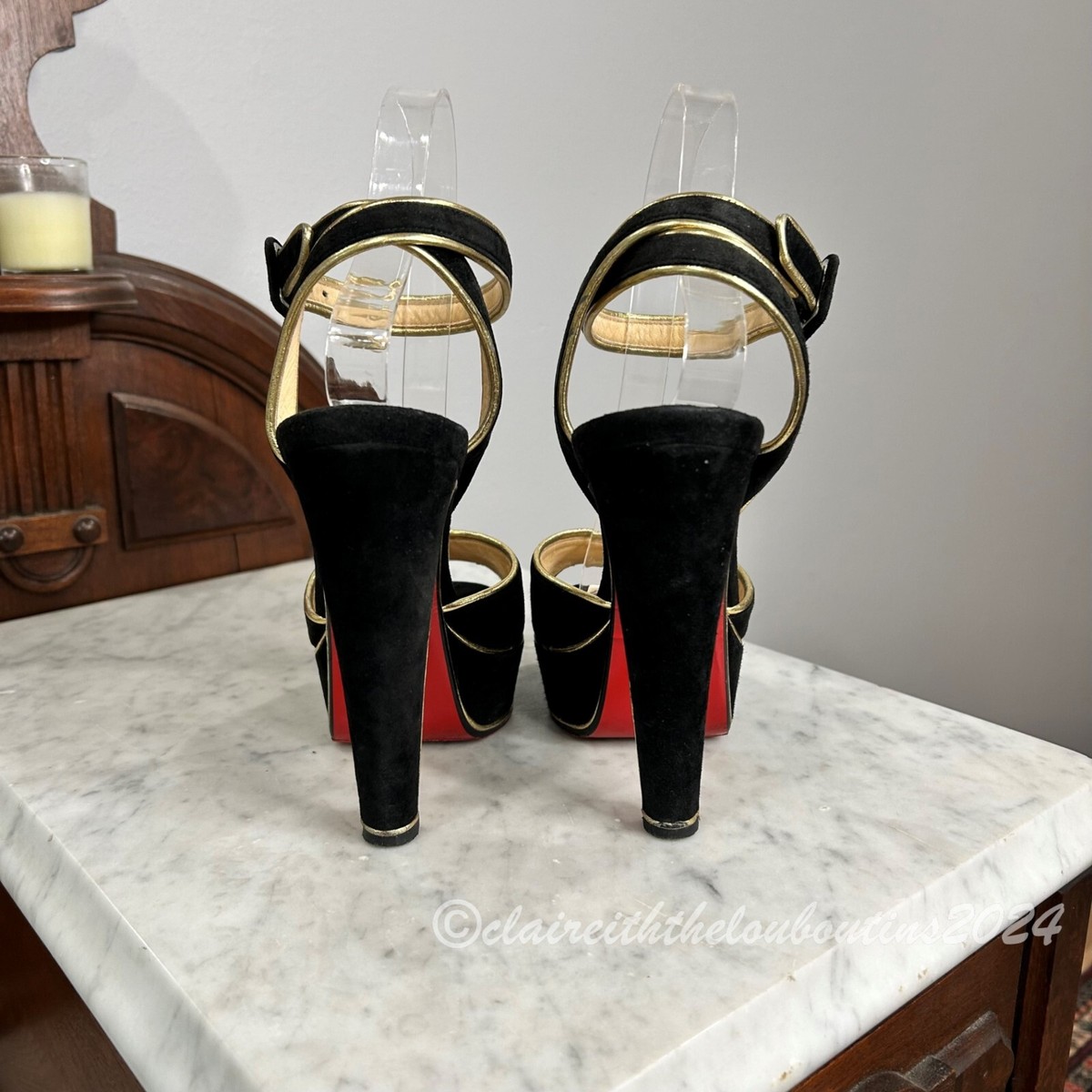 Christian Louboutin Loulou Dance 140 Black Suede Sandals  Christian Louboutin Lou Lou Dancing 140 Veau Velours main image 0