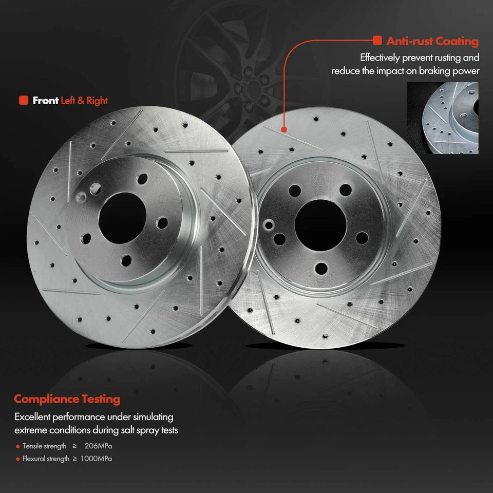 Rotores de freno perforados delanteros diestro y derecho 2 piezas 322 mm para Mercedes-Benz C300 08-14 E350 Foto 2 de 4