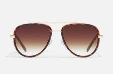 Quay Unisex All In Tortoise/Gold Frame Inset Lens Aviator Sunglasses With Case
