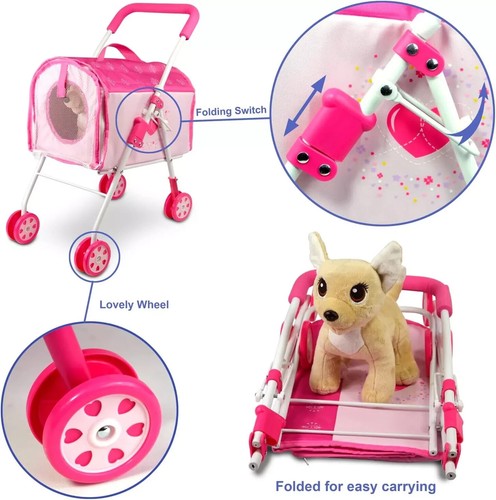 Kinder 8 in 1 Puppe Kinderwagen Buggy oder Spielzeug Puppen Kinderwagen Deluxe Kinderwagen, pink - Bild 3 von 4