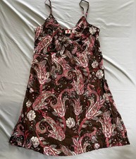 Unbranded Women's Brown Paisley Printed Knotted Front Dress 3X Made in USA