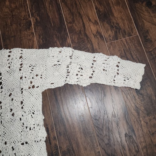 Jay Jacobs Vintage Ivory Open Hand Knit Crochet Ivory Sweater - Picture 3 of 12