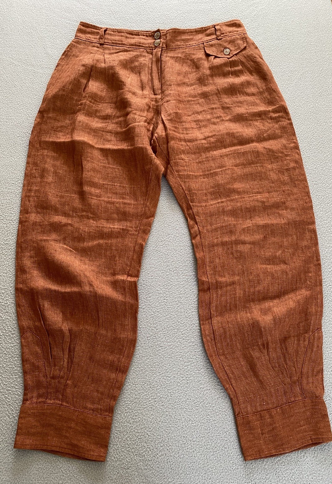 PANTALÓN BRORA BOMBACHO TALLA 12 100% LINO OTOÑO NARANJA MUJER TOBILLO VER DETALLES