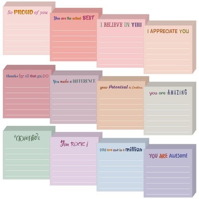 Yinder 12 Pcs Inspirational Sticky Notes Cute Motivational Sticky Notes Pad E...