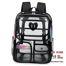 Clear Backpack for Girls Women Heavy Duty Transparent Bookbag School Black