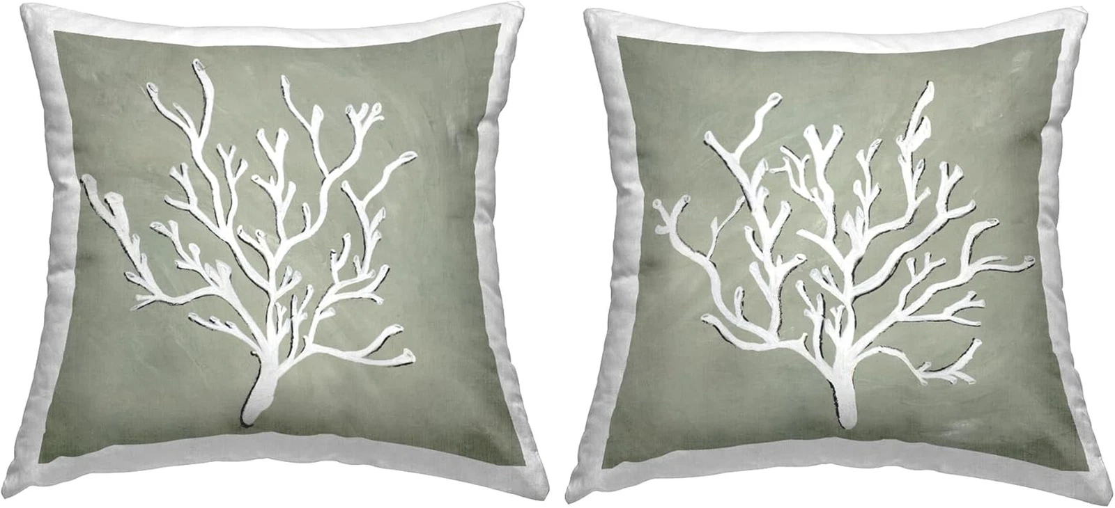Minimal Coral Shapes Green Throw Pillow - 18x18 Indoor Decor by