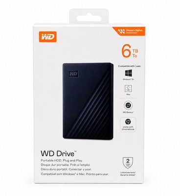 Western Digital WD Drive 6TB Portable Micro USB-B to USB-A HDD (NIB)