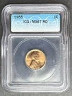 1955 Lincoln Wheat Cent ICG MS-67 RD, Buy 3 Items, Get $5 Off!!!