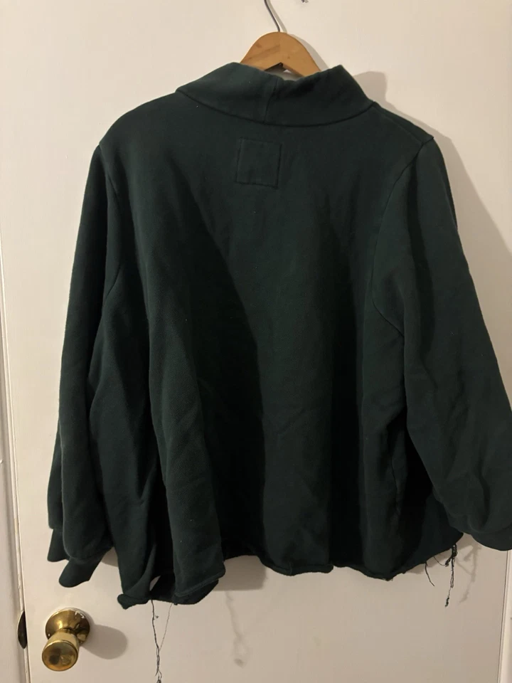 Sudadera Madewell Verde Oscuro Manga Abullonada Cuello Simulado Pullover Talla Grande 3X Foto 2 de 4