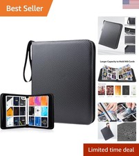 Classic Black Card Holder with 900 Sleeves - Durable Zipper Closure Portable