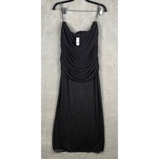 Express Women's Large Black Strapless Ruched Chest Maxi Dress *Flawed*