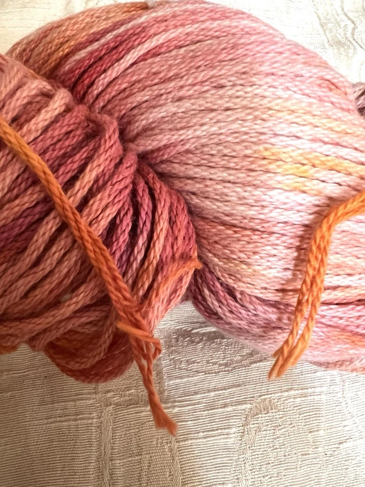 ARAUCANIA Yarn Chile 1 Skein Hand Dyed Orange Pink 100 gr 183 Yds 100% cotton - Image 2 of 4