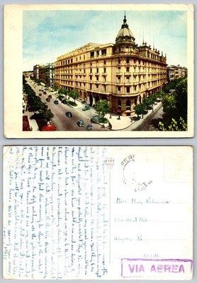 Vintage ROMA Hotel Excelsior Italy Street Scene Postcard Posted 1950s CIGA
