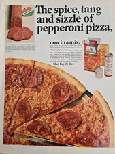 1960s Chef Boy-ar-dee Complete Pepperoni spice tang sizzle Pizza Mix vintage Ad