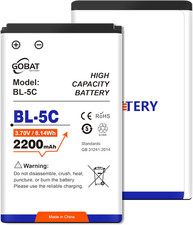 2Pcs BL-5C Battery,2200Mah High Capacity Battery Compatible for Devices Uses BL-