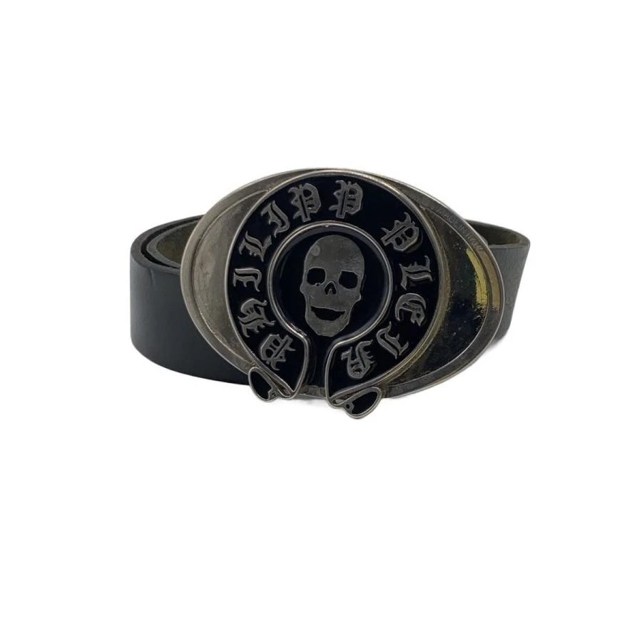 希少　Philipp Plein ベルト　ロゴ入り　ブラック Philipp Plein ロゴバックル レザーベルト | ブラック | FARFETCH JP