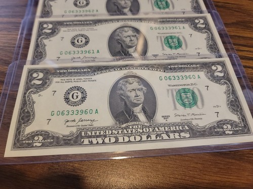 Lot of 10 Uncirculated Two Dollar Bills Series 2017A $2 Sequential ...