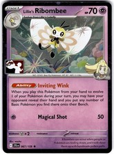 ribombee pokemon card value Lillie's Battle Partners Korean #105 Psychic Colorless Tricky Steps (30) You may move an Energy from your opponents Active Pokmon to 1 of their Benched Pokmon Lillie's Ribombee(AR){Psychic}105/100[SV9]. 1 (Used) 594515243|