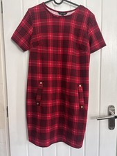 Peacocks Women’s Ladies Red Black Check Shift Dress Smart Casual Size 10