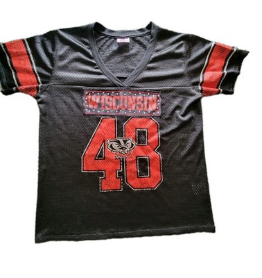 Knights Apparel Wisconsin Badger  Football Jersey Women's Large Rhinestone logo