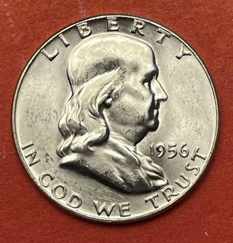1956 P Franklin Silver Half Dollar, Choice to Gem Uncirculated.