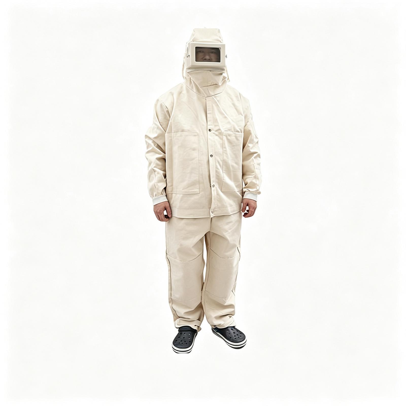 Canvas Sandblast Suit Full Set with Hood Jacket Pants Helmet Abrasive Blasting