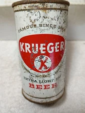 Krueger extra light  flat top  beer can  ,    EMPTY