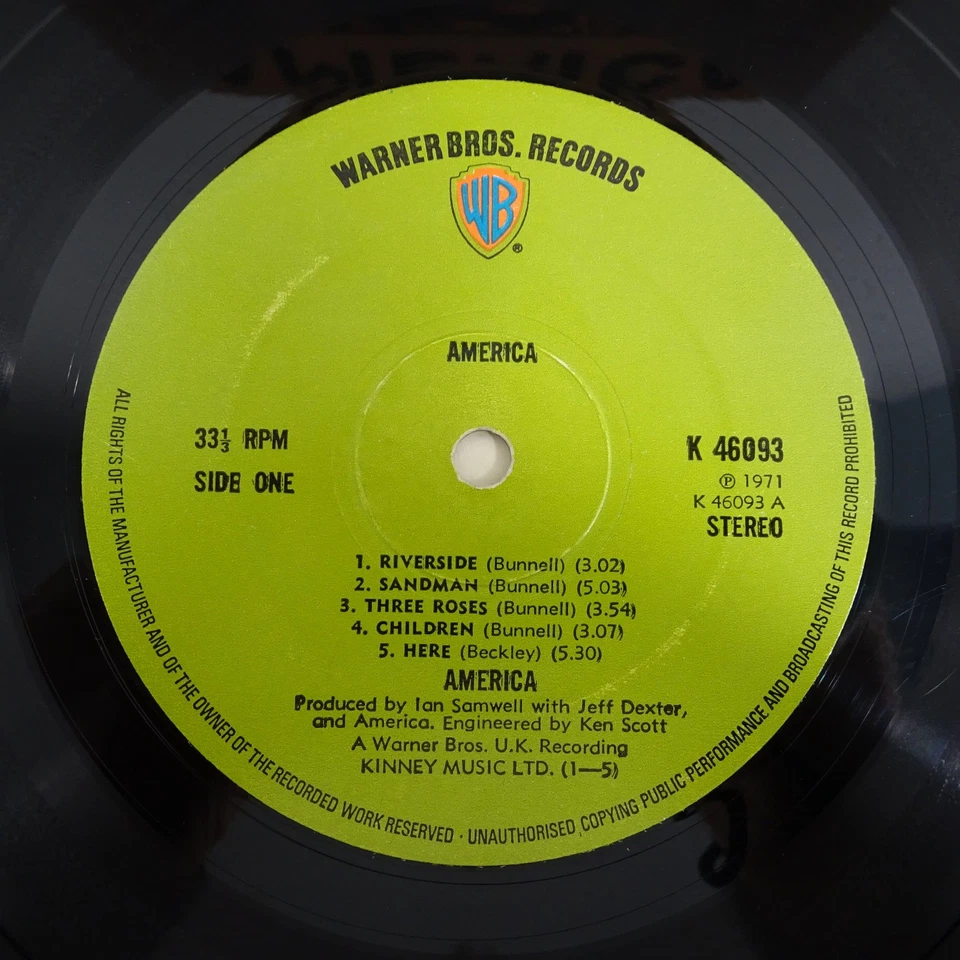 America – Self Titled - 1971 UK Pressed 12" Vinyl LP ALBUM RECORD K 46093 VG+/VG Foto 4 de 4