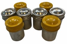 Lot of 8 Vintage 35 MM Metal Film Canisters Aluminum Silver Yellow Lid Empty