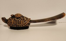 Vintage Resin Turtle 10" Shoe Horn And Brush Mama Carrying Baby Pretty Unique