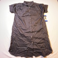 Well Worn Womens Black Collared Button Front Shirt Dress Size L