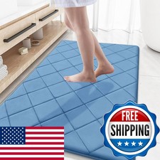 OLANLY Memory Foam Bath Mat 59x34 Blue