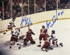 BUZZ SCHNEIDER & JOHN HARRINGTON SIGNED 8x10 PHOTO MIRACLE ON ICE AUTOGRAPH COA