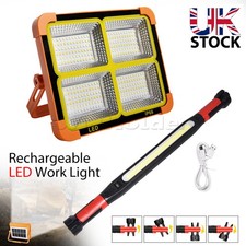 Magnetic LED Work Light Bar Rechargeable Solar Cordless Floodlight Workshop Lamp