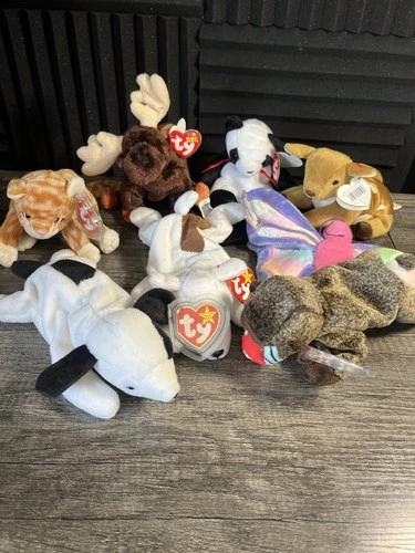 Vintage 1990's + Lot Of 8 Beanie Babies RARE With Tags. 3 TAG ERRORS