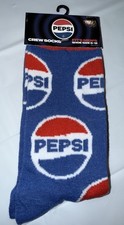 Pepsi Men's Novelty Crew Socks Blue Red White Logo Mid Calf 1 Pair