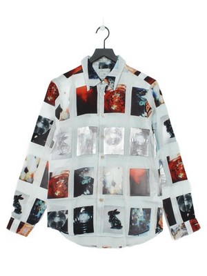 Paul Smith Herren Hemd M Multi Grafik 100% Baumwolle Basic Neu Mit Etikett