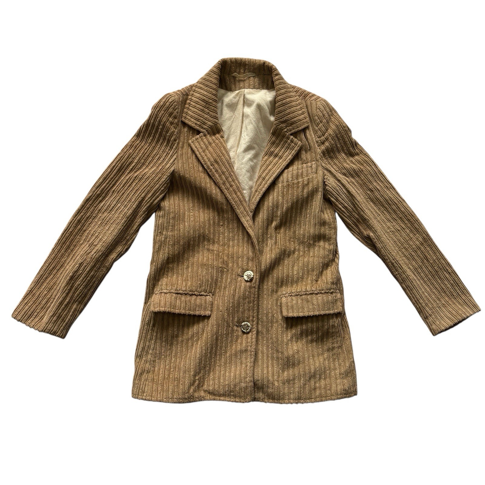 Vintage 80s Blazer Jacket Beige Corduroy Style Retro Indie Boho 8 image 2