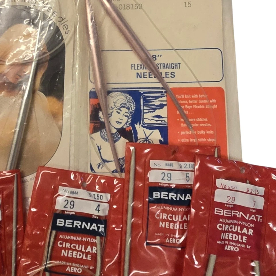 Lote de 10 agujas de tejer circulares Bernat Boye aluminio nailon varios tamaños Foto 3 de 4