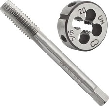 5/16"-20 UN HSS Tap And Die Set, 5/16 x 20 UN Machine Thread Tap And UNS Round T