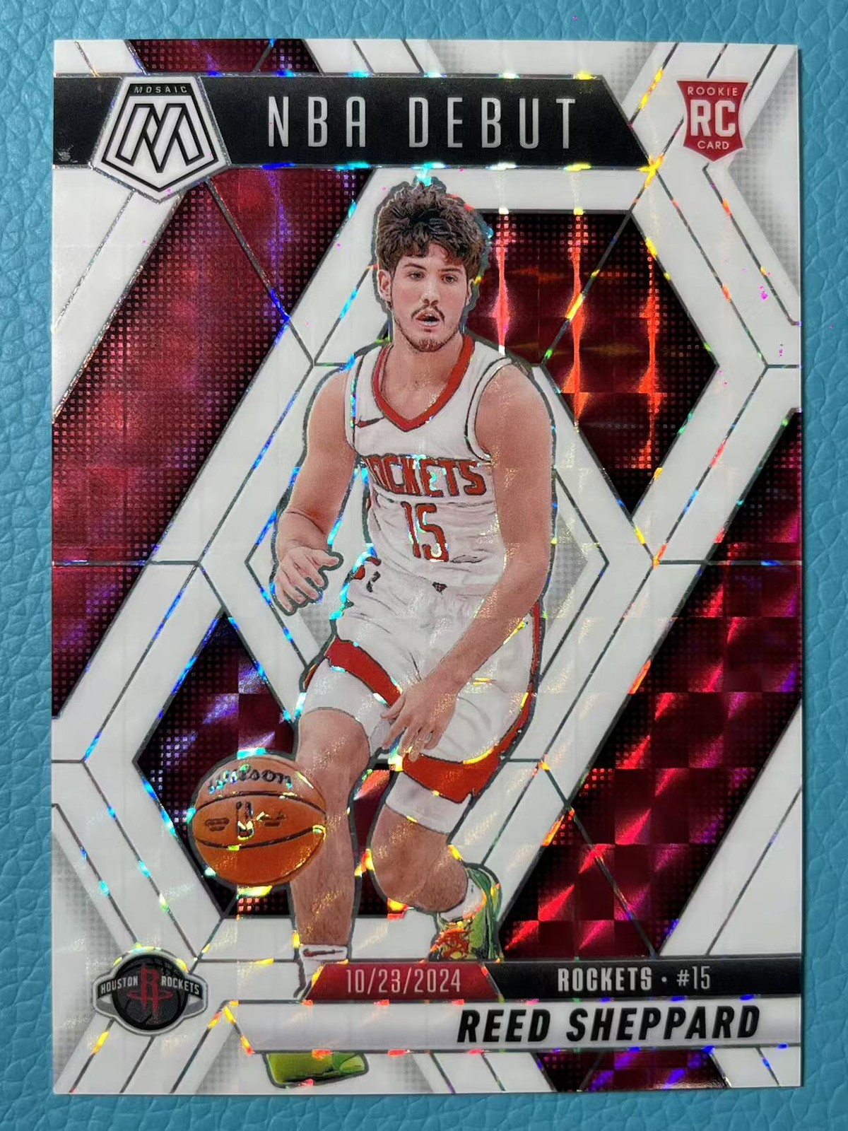 Reed Sheppard 2024-25 Panini Mosaic 24/25 White NBA Debut RC Rockets #252