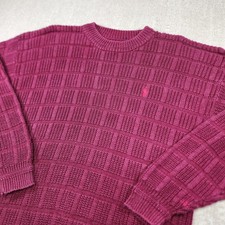 Vintage polo ralph lauren sweater men large heavy cotton Waffle Chunky knit