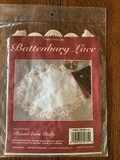 3 NEW Battenburg Lace Cotton Doily Doilies 14  Round Ecru